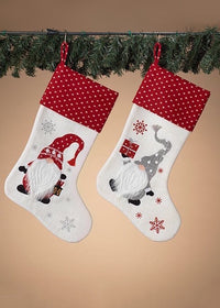 ITEM G2589290 - 20"L FABRIC CHRISTMAS GNOME DESIGN STOCKING