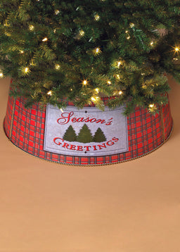 ITEM G2590300 - 27.75"L METAL HOLIDAY PLAID TREE COLLAR