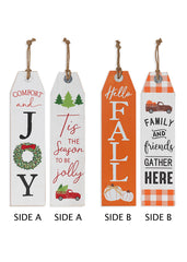 ITEM G2591380 - 23.62"H WOOD REVERSIBLE HOLIDAY WALL HANGING SIGN