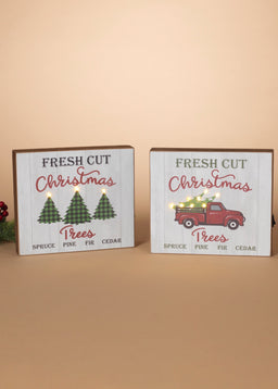 ITEM G2592850 - 8.5"L B/O LIGHTED WOOD HOLIDAY BLOCK W/ TIMER