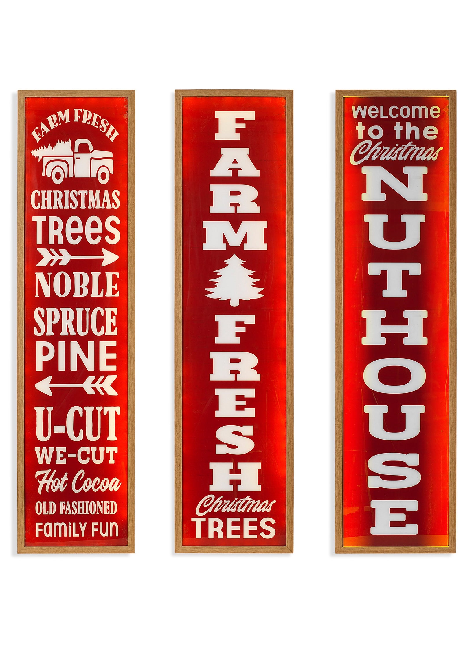 ITEM G2593010 - 47.2"H B/O LIGHTED WOOD HOLIDAY DESIGN PORCH SIGN