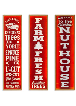 ITEM G2593010 - 47.2"H B/O LIGHTED WOOD HOLIDAY DESIGN PORCH SIGN