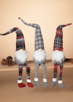 ITEM G2596580 - 25.9"H FABRIC HOLIDAY PLAID GNOME SHELF SITTER