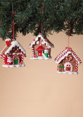 ITEM G2599310 - 3"H CLAY DOUGH HOLIDAY GINGERBREAD HOUSE ORNAMENT