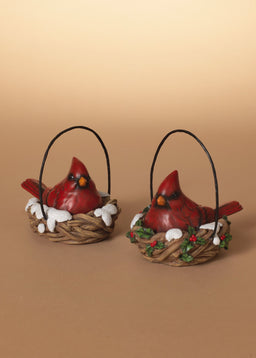 ITEM G2650230 - 5.1"L RESIN CARDINAL IN BIRD NEST BASKET