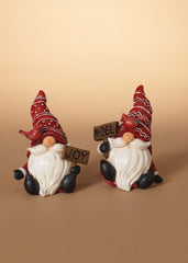 ITEM G2653720 - 6.1"H RESIN HOLIDAY GNOME HOLDING SIGN