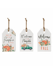 ITEM G2659090 - 12"H METAL HARVEST EMBOSSED WALL HANGING SIGN - 3 ASSORTED