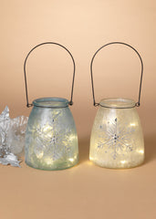 ITEM G2687980 - 5.9"H B/O LIGHTED GLASS HOLIDAY SNOWFLAKE DESIGN LUMINARY