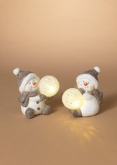 ITEM G2689850 - 6"H B/O LIGHTED TERRACOTTA HOLIDAY SNOWMAN WITH SNOWBALL