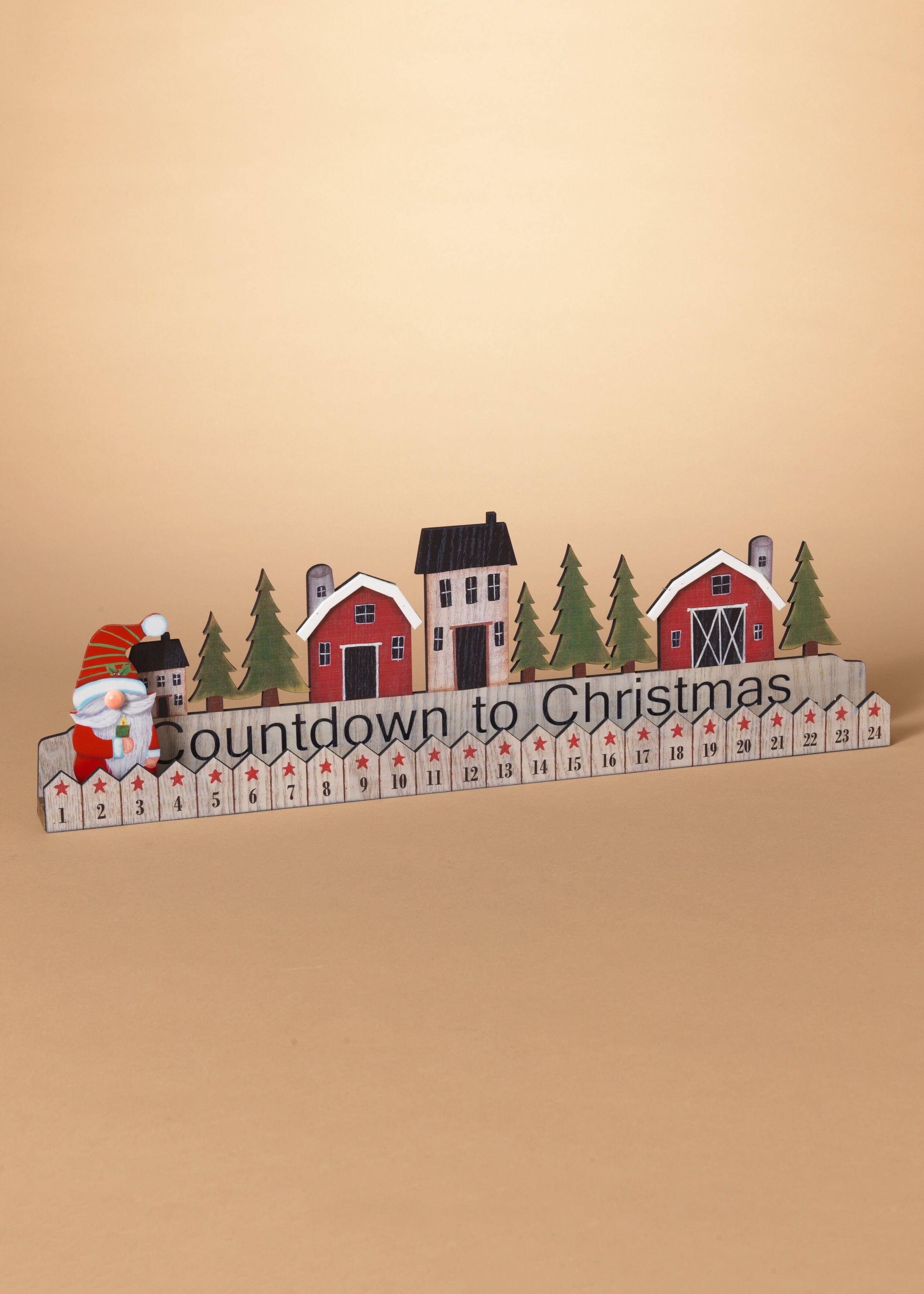 ITEM G2693430 - 21.75"L WOOD HOLIDAY VILLAGE COUNTOWN CALENDAR