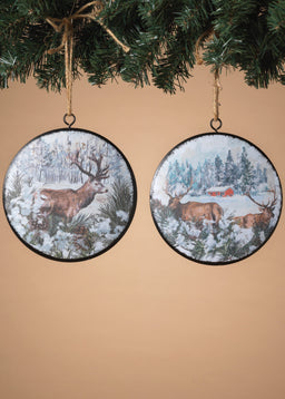 ITEM G2695050 - 6.6"D METAL HOLIDAY DEER DESIGN ORNAMENT