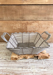 ITEM GB3040S -  10.75in SQUARE GRAY WEAVE BASKET WITH HANDLE