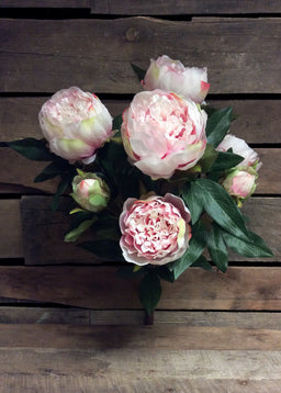 ITEM 10135 LTPK - 22.5" LIGHT PINK PEONY BUSH WITH 9 HEADS