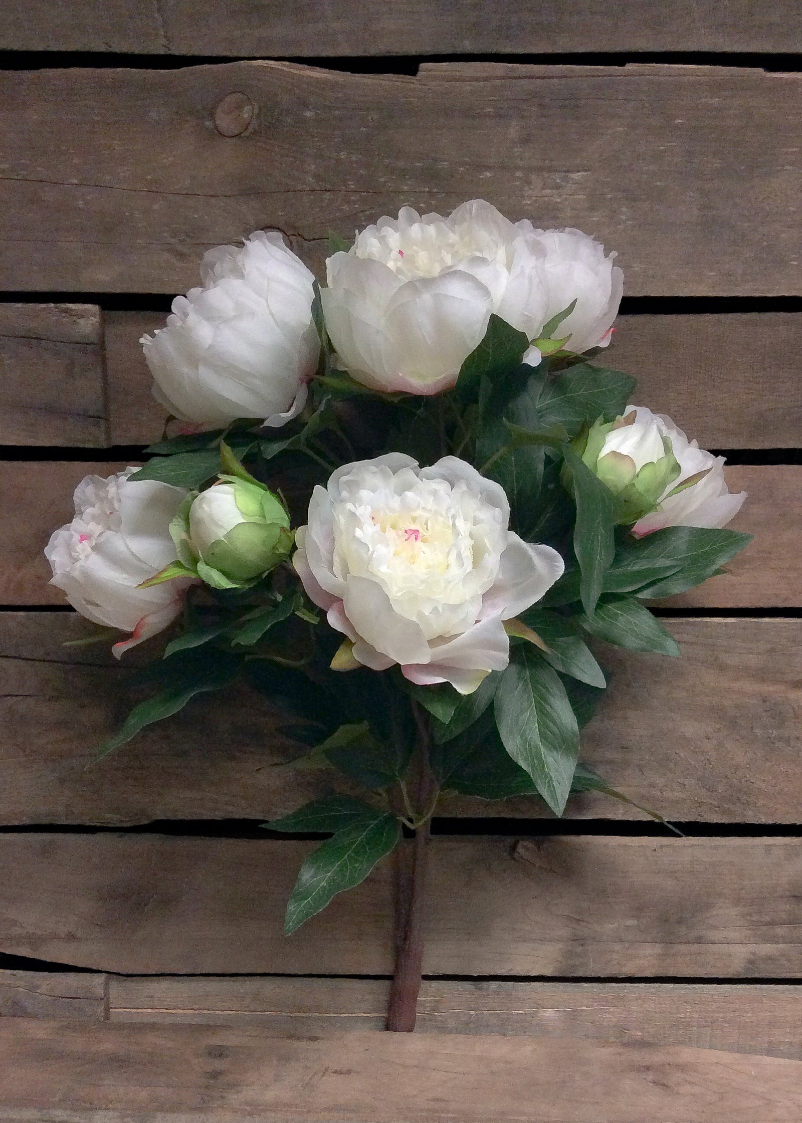 ITEM 10135 W - 22.5" WHITE PEONY BUSH WITH 9 HEADS