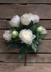 ITEM 10135 W - 22.5" WHITE PEONY BUSH WITH 9 HEADS