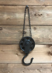 ITEM KOP 15041 - 4.25"X21.5" CAST IRON PULLEY WITH CHAIN