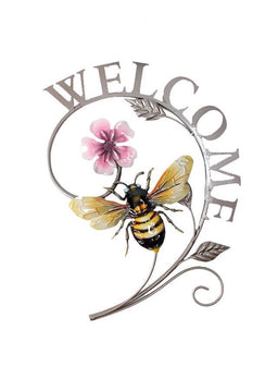 ITEM KOP 17303 - 15.5"X10.5" METAL WELCOME BEE WALL DECOR