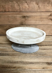 ITEM KOP 21282 - 12" WOODEN TRAY ON METAL STAND