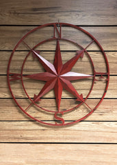 ITEM KOP 21735 - 27" METAL ROUND RED DIRECTION COMPASS WALL ART