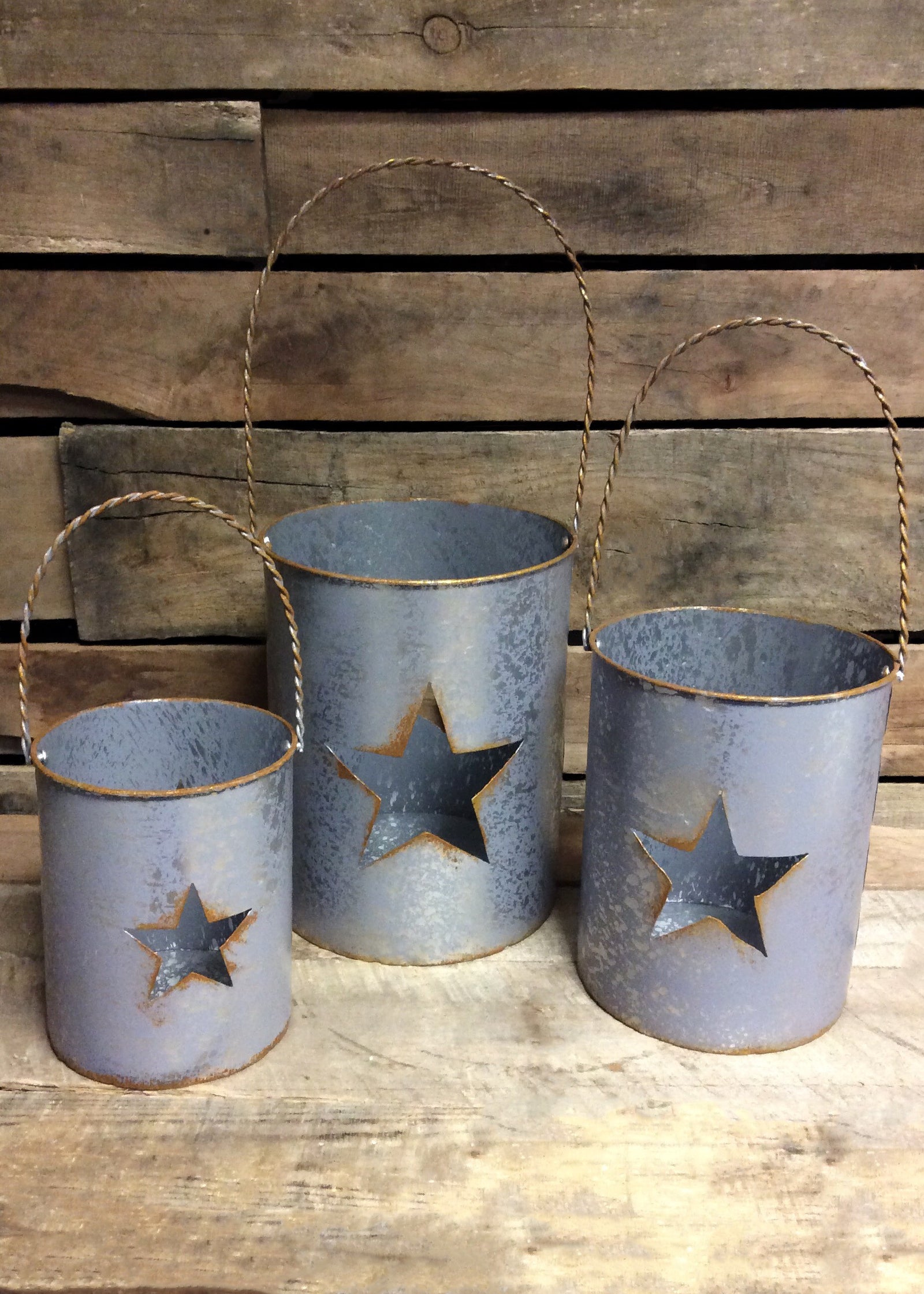 ITEM KOP 21751 - METAL POTS WITH STARS - SET OF 3