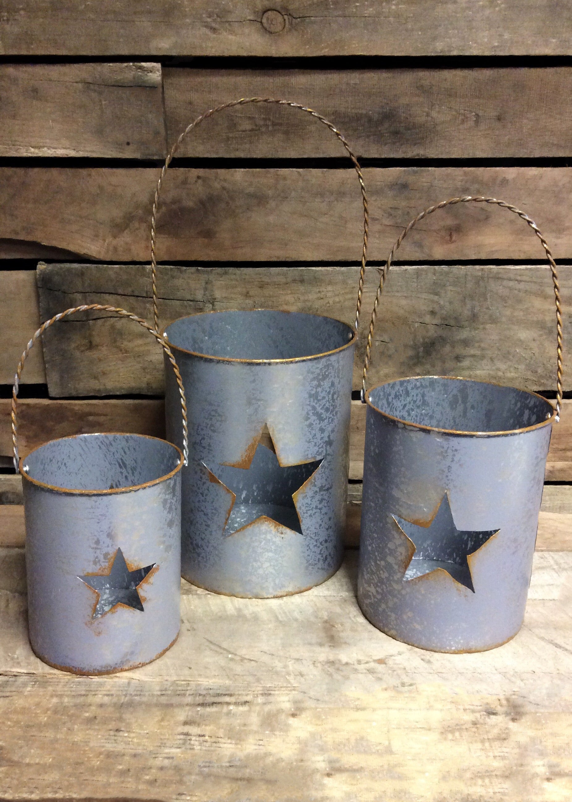 ITEM KOP 21751 - METAL POTS WITH STARS - SET OF 3