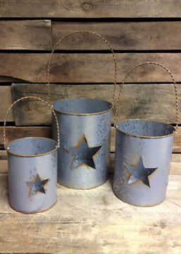ITEM KOP 21751 - METAL POTS WITH STARS - SET OF 3