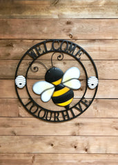 ITEM KOP 22508 - 22" "WELCOME TO OUR BEE HIVE" METAL WALL ART