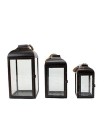 ITEM KOP 23535 - BRONZE METAL LANTERNS - SET OF 3
