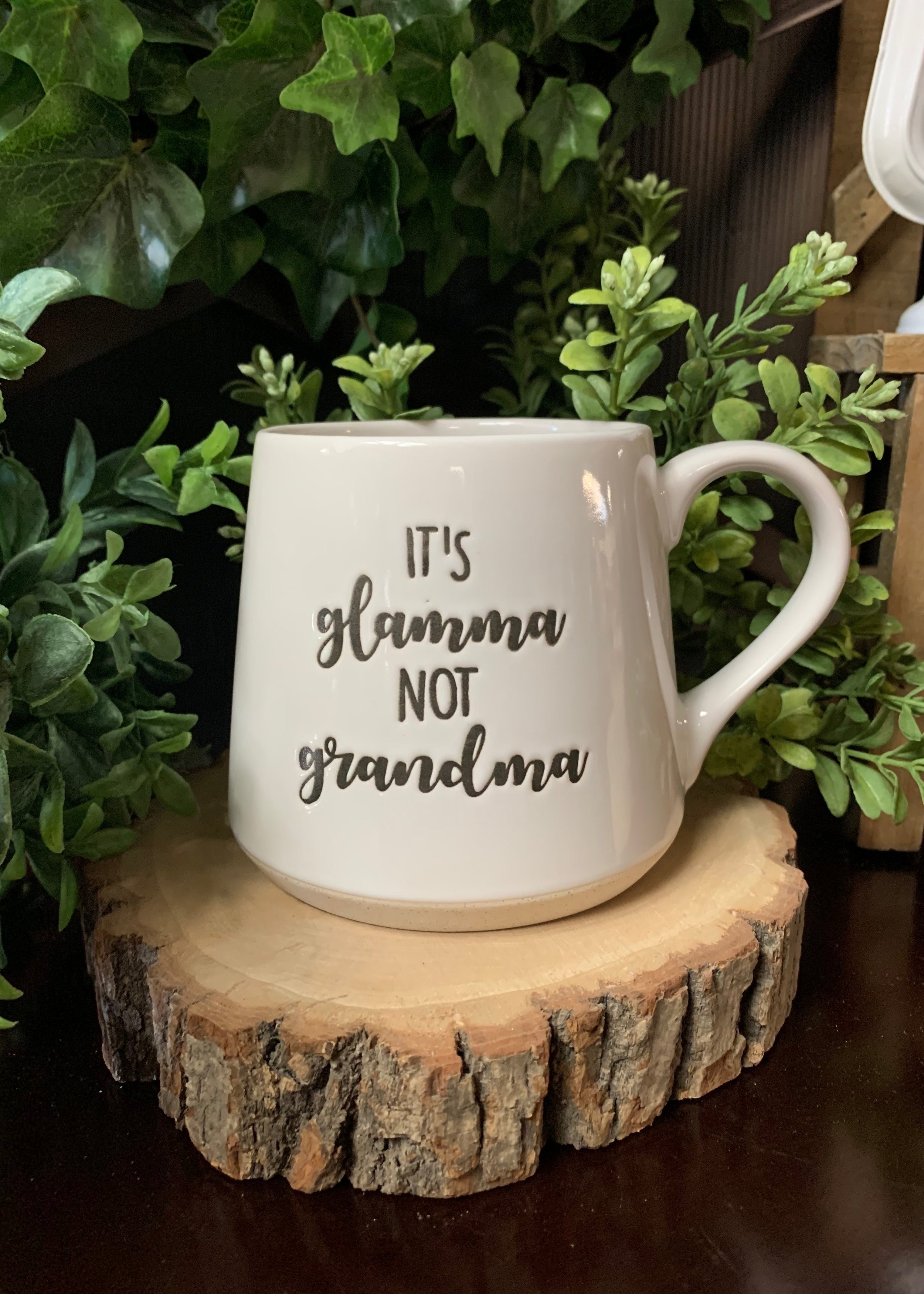 ITEM KOP 25151 -  3.75inX4in "IT'S GLAMMA NOT GRANDMA" FAT BOTTOM MUG