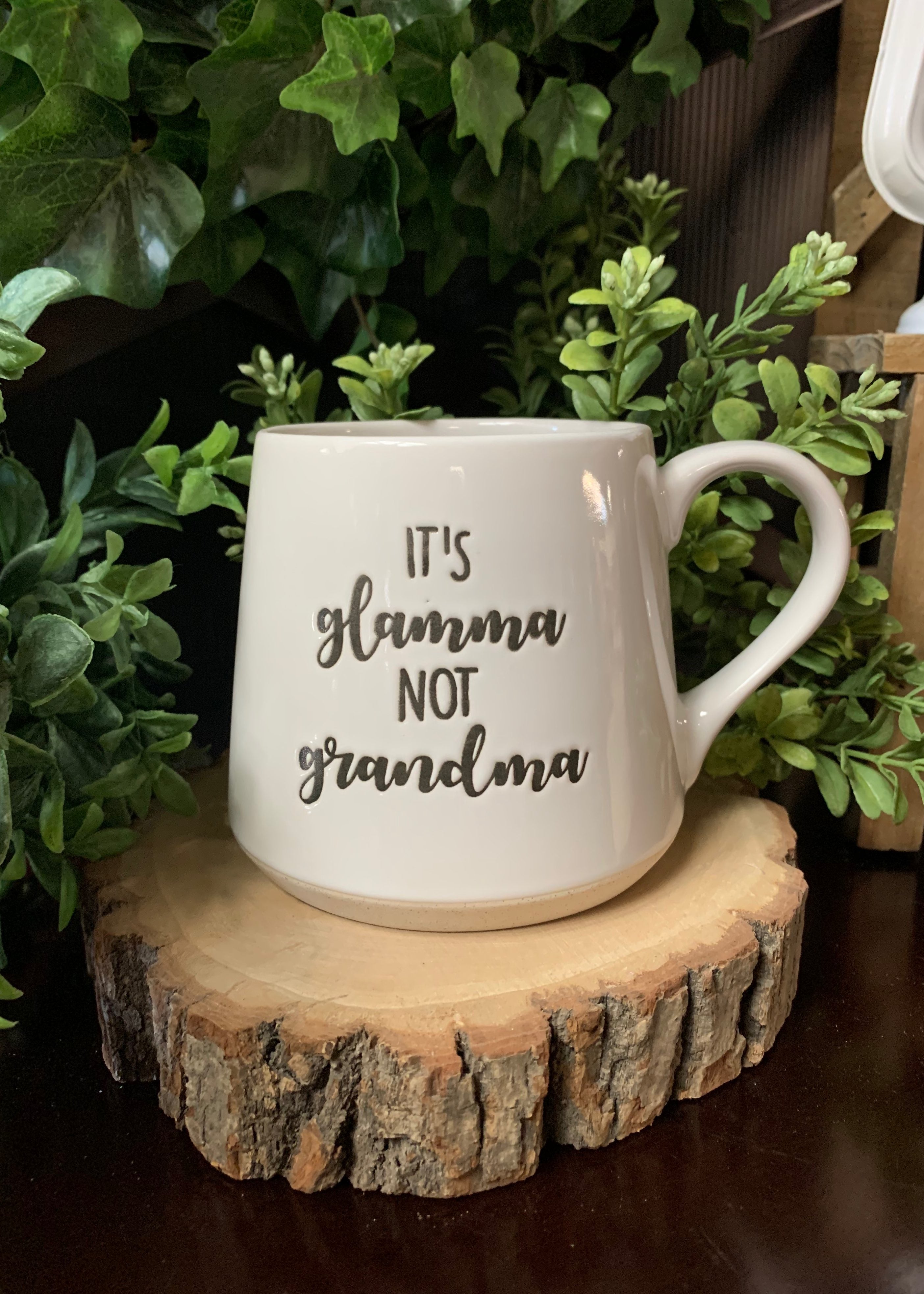 ITEM KOP 25151 -  3.75inX4in "IT'S GLAMMA NOT GRANDMA" FAT BOTTOM MUG