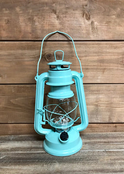 ITEM KOP 26979 - 9.75" LIGHT BLUE  LED METAL LANTERN