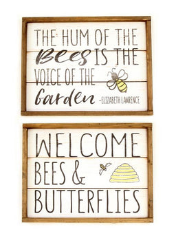 ITEM KOP 28459 - 16.5"X12.5" WOODEN BEE WALL SIGNS - 2 ASSORTED