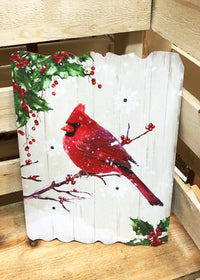 ITEM KOP 41169 - 11.75inX15.5in WOODEN CARDINAL LED WALL ART