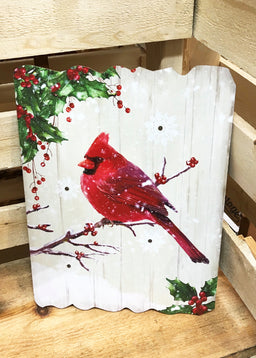 ITEM KOP 41169 - 11.75inX15.5in WOODEN CARDINAL LED WALL ART
