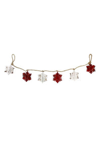 ITEM KOP 41246 - 52.5" GARLAND WITH 3 RED & 3 WHITE METAL SNOWFLAKES