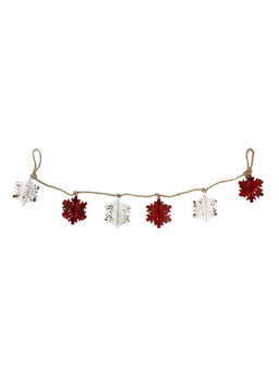 ITEM KOP 41246 - 52.5" GARLAND WITH 3 RED & 3 WHITE METAL SNOWFLAKES
