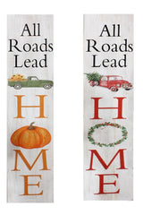 ITEM KOP 41376 - 8"X47.5" REVERSIBLE PORCH SIGN "ALL ROADS LEAD HOME"