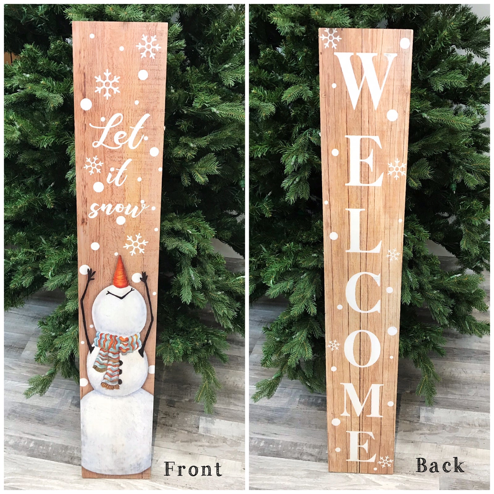 ITEM KOP 41380 - 8inX47.5in REVERSIBLE PORCH SIGN LET IT SNOW & WELCOME