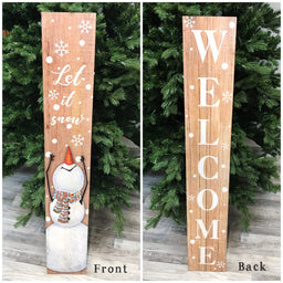 ITEM KOP 41380 - 8inX47.5in REVERSIBLE PORCH SIGN LET IT SNOW & WELCOME