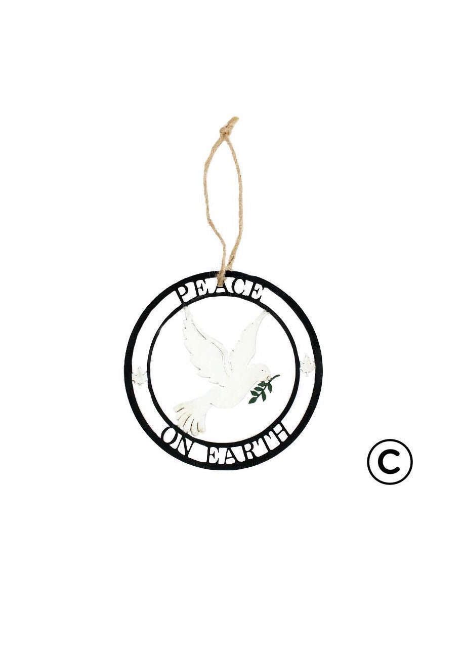 ITEM KOP 41706 - 4" METAL "PEACE ON EARTH" ORNAMENT ©