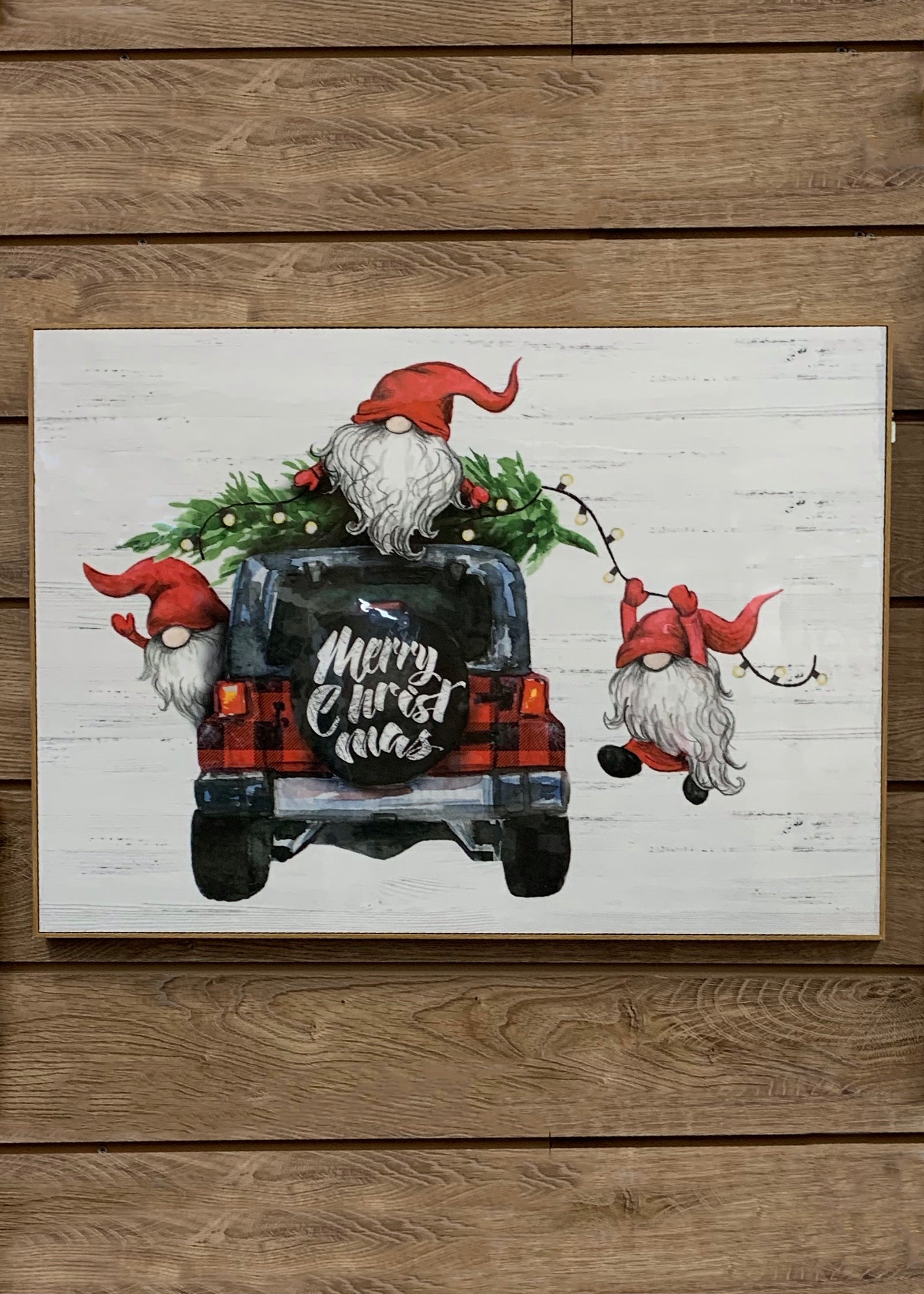 ITEM KOP 42650 - 27.5in X19.5in CHRISTMAS GNOMES WALL PLAQUE