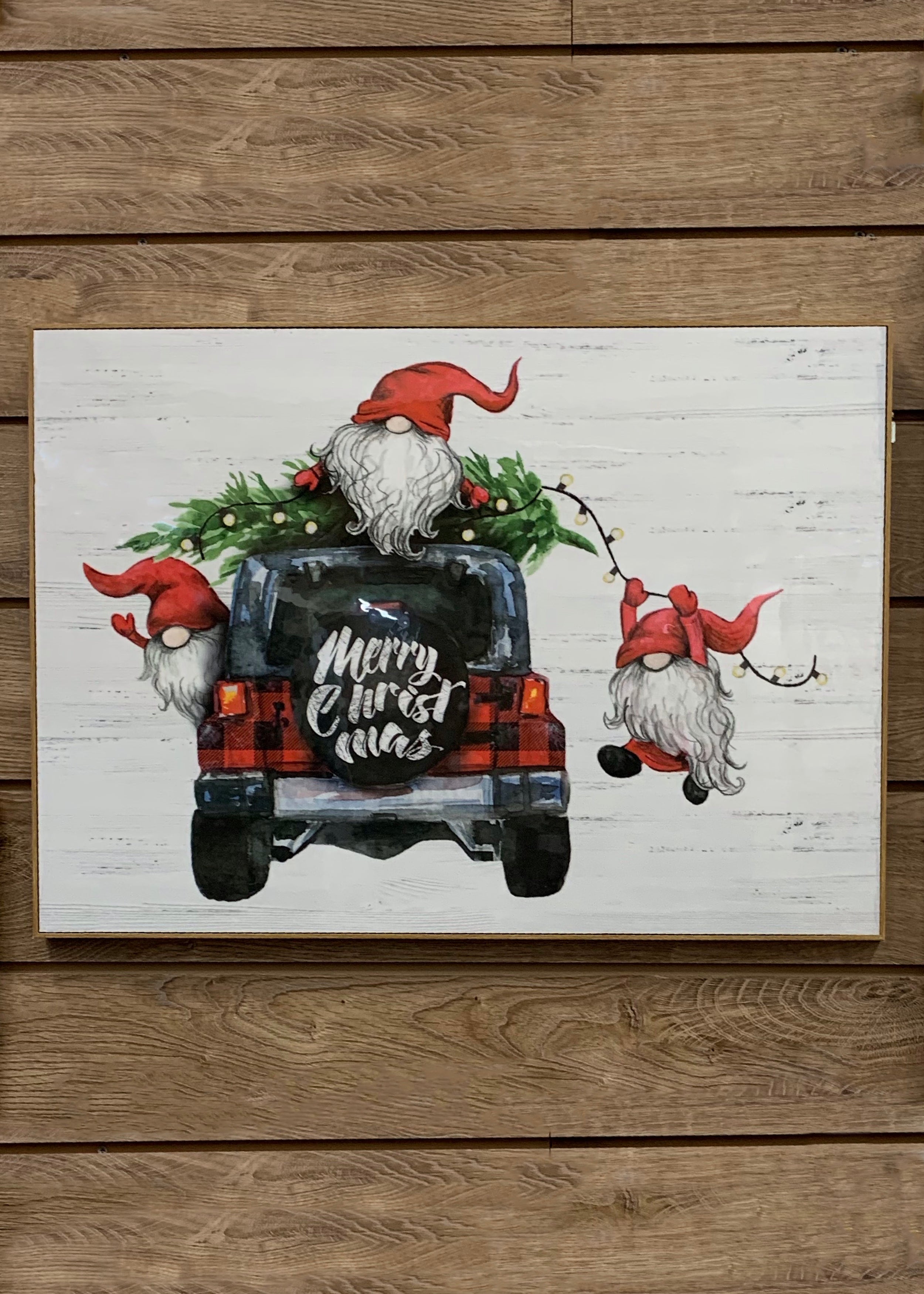 ITEM KOP 42650 - 27.5in X19.5in CHRISTMAS GNOMES WALL PLAQUE