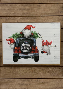 ITEM KOP 42650 - 27.5in X19.5in CHRISTMAS GNOMES WALL PLAQUE