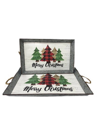 ITEM KOP 42679 - RECTANGULAR MERRY CHRISTMAS TRAYS - SET OF 2