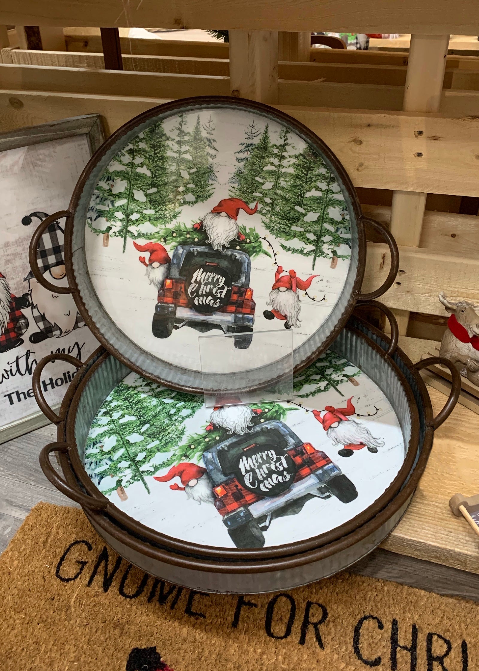 ITEM KOP 42680 -  SET OF 3 ROUND GNOME TRAYS