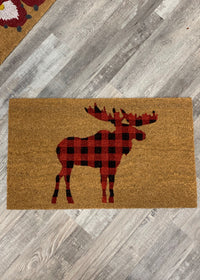 ITEM KOP 44463 - 28.5in X16.75in COCO HUSK PLAID MOOSE DOORMAT