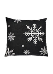 ITEM KOP 46531 - 17.5in BLACK PILLOW WITH SNOWFLAKES