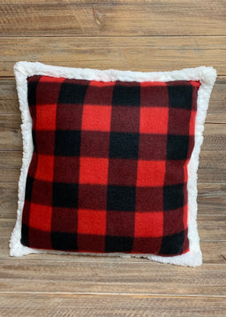 ITEM KOP 47084 - 17.5inX17.5in  FLEECE BUFFALO PLAID PILLOW