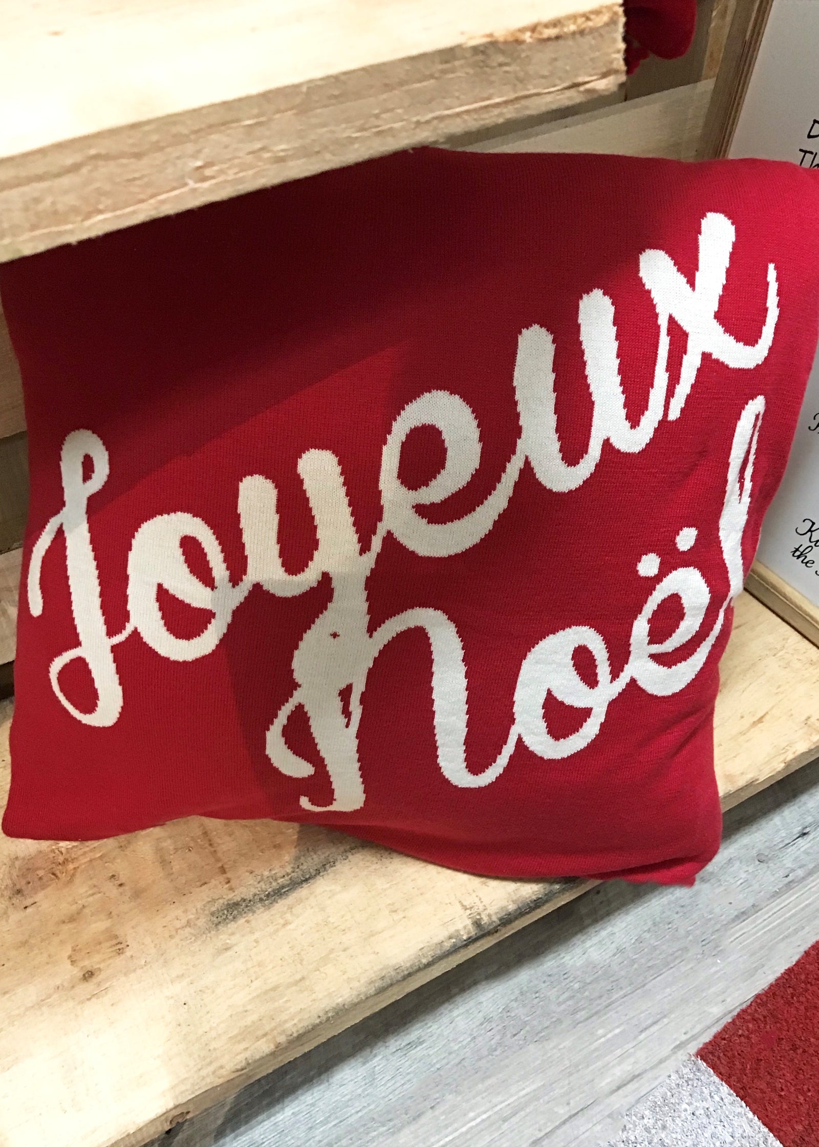 ITEM KOP 47751 - 17.5in X17.5in KNIT JOYEUX NOEL PILLOW