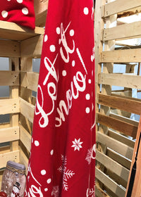 ITEM KOP 47752 - 50inX66in RED KNIT LET IT SNOW THROW BLANKET